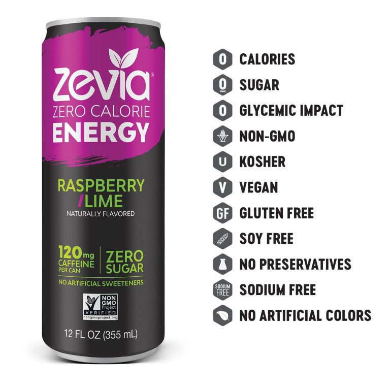 Zevia ZeroCalorie, Naturally Sweetened Energy Drink, Raspberry Lime