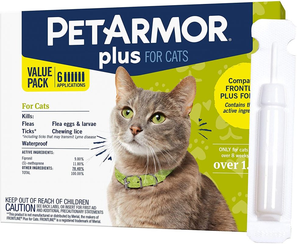 PETARMOR Plus Flea & Tick Prevention for Cats with Fipronil, Waterproof